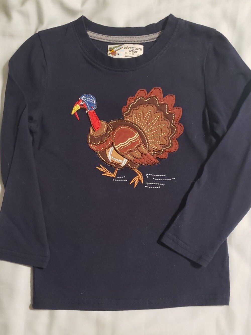 Adventure Wear By Class Club Dillard's Navy Long-Sleeve Kids Turkey Tee SIZE 4